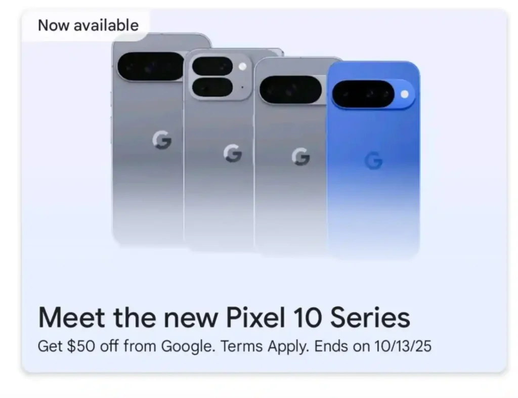Google Pixel 10 lineup - Play store banner